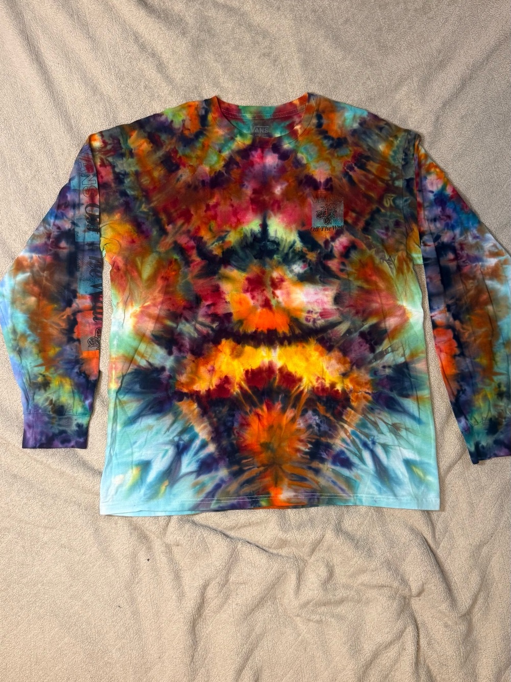 Vans Tie-Dye Long Sleeve Tee in Blue, Orange, Purple